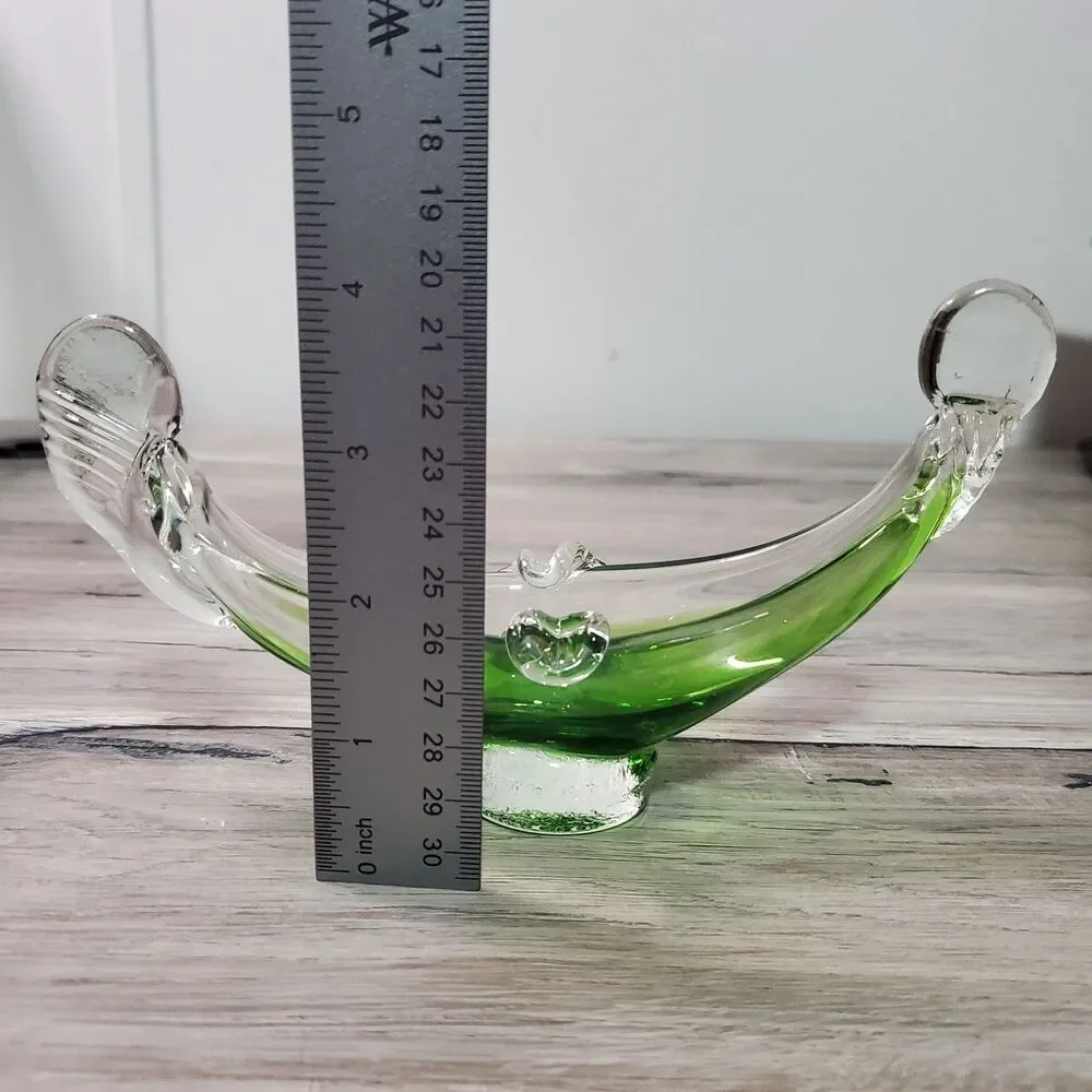 Vintage Art Glass Gondola Boat Green Sommerso Mid Century Italy